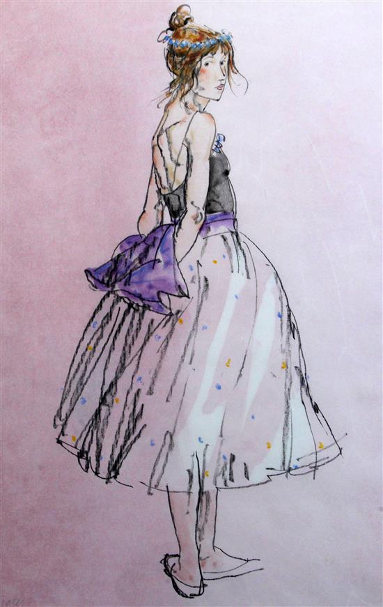 § Donald Hamilton Fraser R.A. (1929-2009) Dancer in a mauve sash, 25 x 17in.